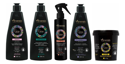 Kit Arvensis Shampoo Cond. Ativ. Ondulados Mascara 2x1 Spray