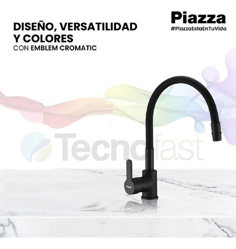 Grifería Cocina Piazza Emblem 10017ne Negro Monocomando