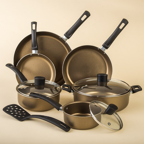Imagen 3 de 9 de Batería De Cocina De Aluminio Cinsa Mayan Gold 10 Piezas