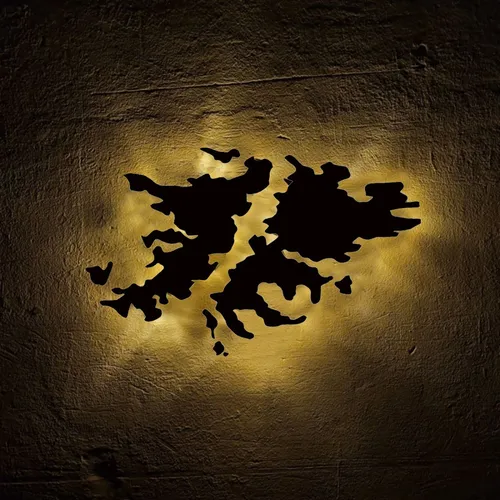 comprar Cuadro Islas Malvinas Con Luz Led Calida. Madera  132x80 Cmt