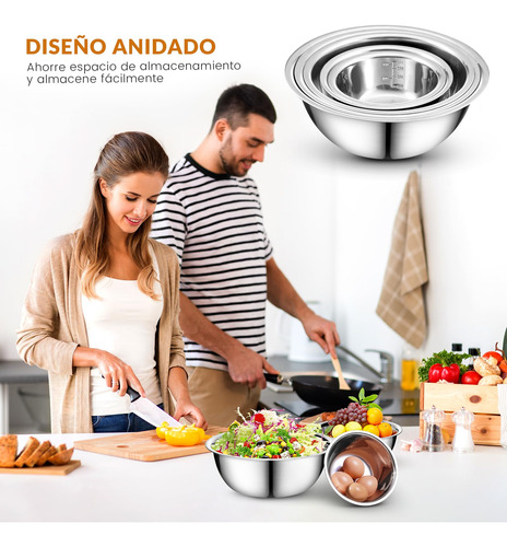 Bowl Acero Inoxidable, Bowls De Cocina De 5 Piezas,
