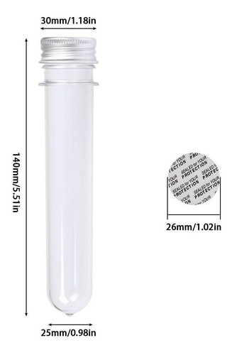 30 Tubos De Ensayo De Plástico De 40 Ml Con Tapones De Rosca