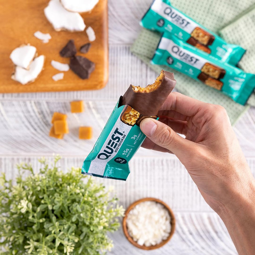 Crispy Chocolate Coconut Hero Protein Bar Quest Nutrition chocolate coconut con sin agregado sin TACC caja 55g