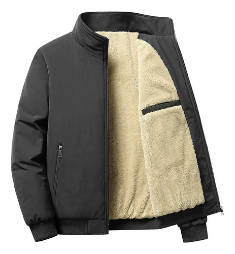 Chaqueta Acolchada De Felpa Cuello Alto Hombre Talla Grande