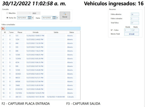 Sistema/software/control Básico De Estacionamiento