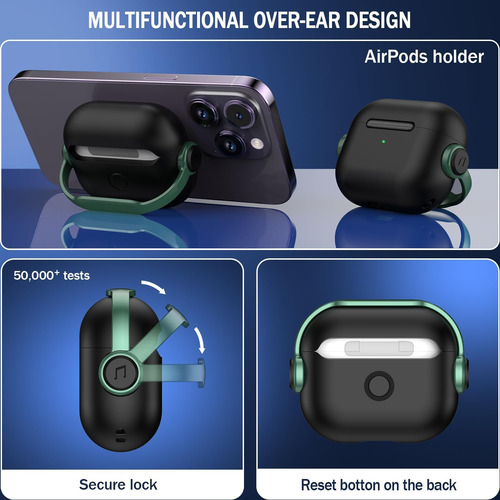 Funda AirPods 3ª Gen. Negro Y Verde Con Limpieza