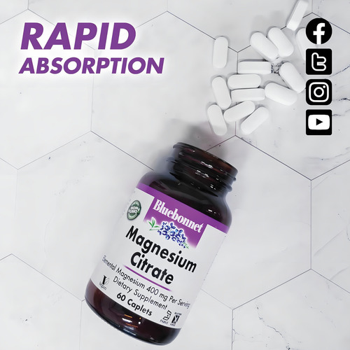 Citrato De Magnesio De Alta Absorcion 120 Tabs Bluebonnet Sabor S/n