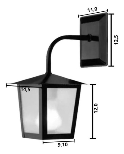 Ideal Arandela Aco Fosf. L-2-b Preta Microtexturizada L-2-b
