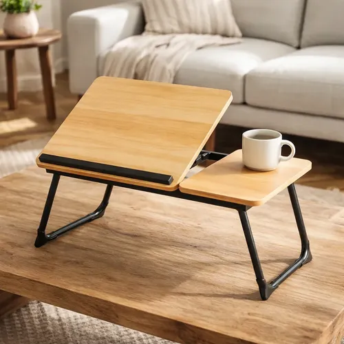 Mesinha De Colo Mdf Suporte Notebook Tablet Copo Sofá Cama Madeira
