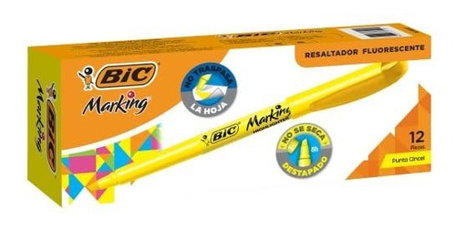 Bic Brite Liner Grip Resaltador, Punta De Cincel, Amarillo, 