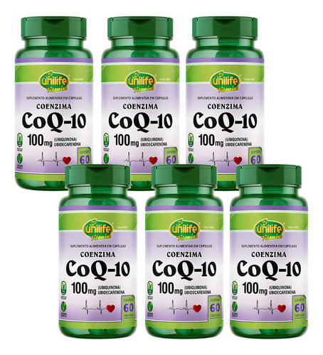 Coenzima Q10 100mg 60 Cápsulas Coq10 Ubiquinona Unilife