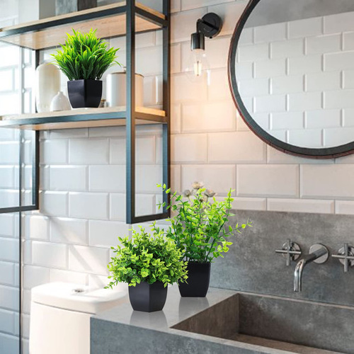 Juego De 3 Plantas Artificiales En Maceta Para Decoración In