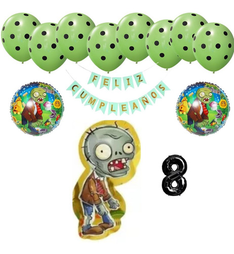 Pack De Globos Metalizados Plantas Vs Zombies X 15 Unidades Plantas Vs Zombie Nro. 8