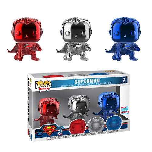 Superman 3 Pack Chrome Funko Pop! Exclusivo -l