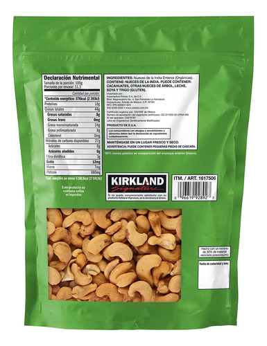 Nueces De La India Orgánicas Sin Tostar Sin Sal 1.13 Kg Msi