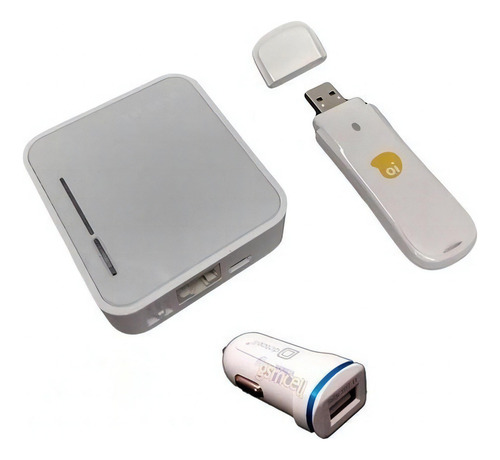 Kit Uber Internet Veicular Roteador 3g Wifi Modem Carregador Cor Branco