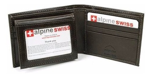 Billeterera Cuero Genuino Hombre Alpineswiss Gris