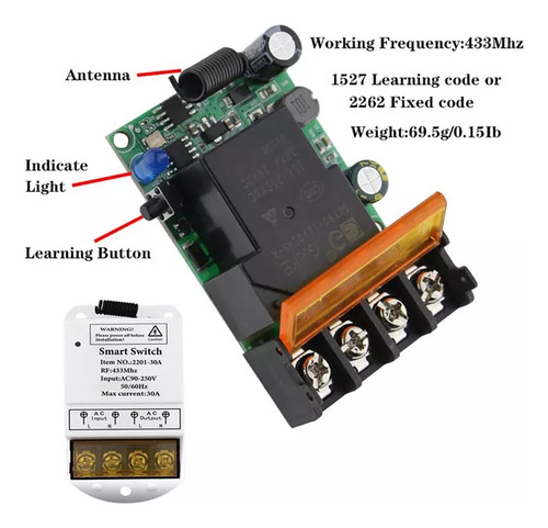 Interruptor Remoto Inalámbrico De 433 Mhz Ac 110v/120v/220v