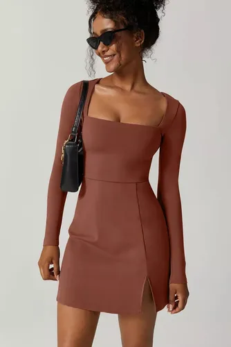 Vestido corto marron sale