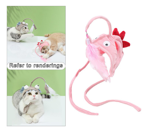 Divertido Juguete De Plumas De Gato Varita Dinosaurio Rosa