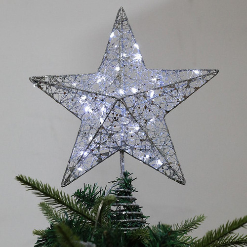 Lámpara De La Parte Del Árbol Decoración Plata De 20 Cm