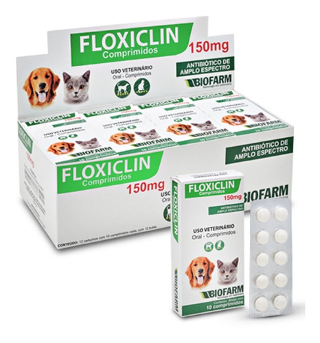 Floxiclin 150 Mg ( Antibiótico Para Cães C/10 Cp )