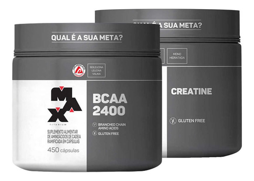 Kit P/ 4 Meses: Creatina 450g + Bcaa 450 Cáps - Max Titanium