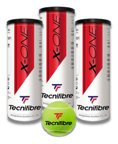 3 Tarros De Pelotas De Tenis Tecnifibre - X One X3