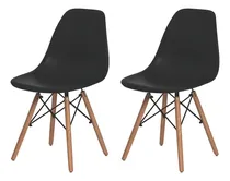 Comprar Juego de 2 sillas de comedor Charles Eames Eiffel con base de madera para mesa de comedor y cocina Charles Eames Eiffel, color negro