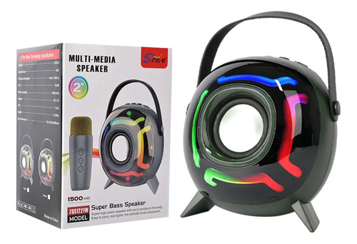 Parlante Circular Con Micrófono Y Luces Led Bluetooth Ub