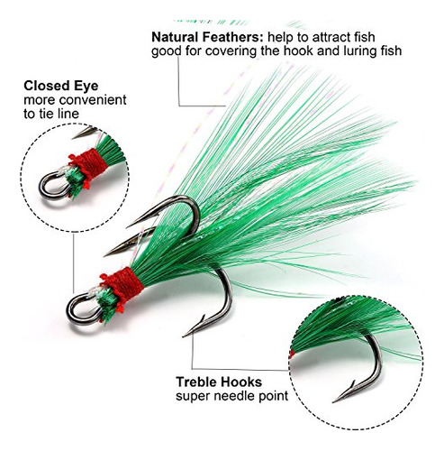 Anzuelos De Pesca Redondos Con Plumas Tamaño 6 50pcs