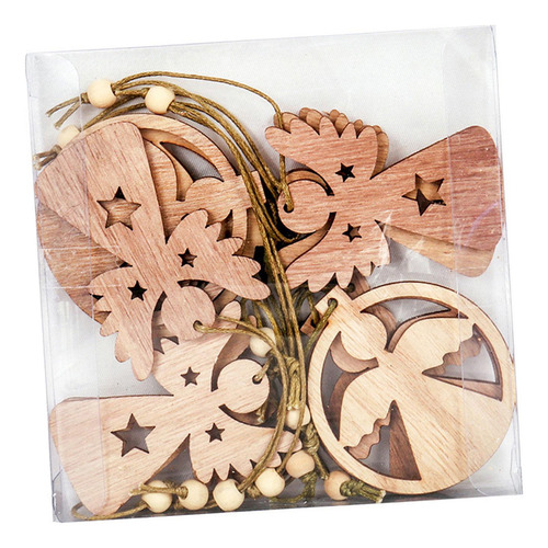 2 X 10 Uds Árbol De Navidad Colgante Hueco De Madera Con