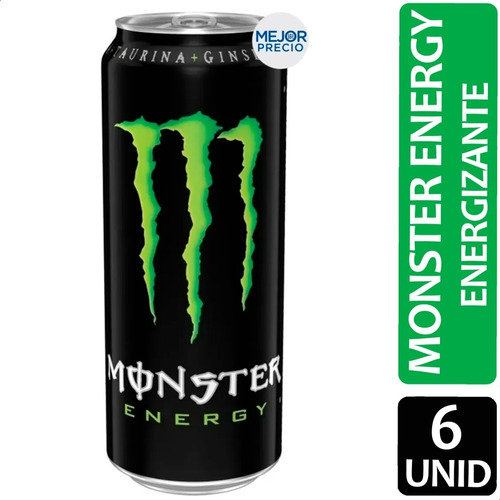 Imagen 1 de 7 de Monster Energy Original Bebida Energizante Lata X6 Unidades