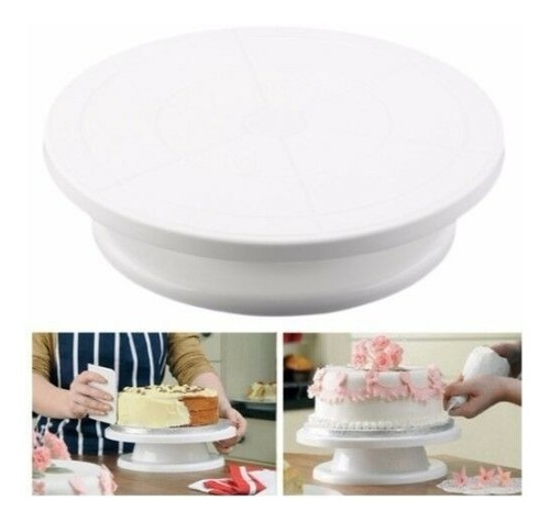 Imagen 7 de 9 de Plato Giratorio Base Pie 28cm Plastico Torta Reposteria