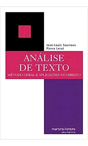 Análise De Texto, De Lerat Pierre. Editora Martins Fontes - Selo Martins Em Português