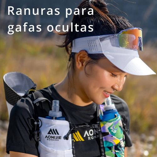 Visera Deportiva Elastizada Running Trail Trekking Aonijie Azul Acero Ajustable (54 A 66cm)