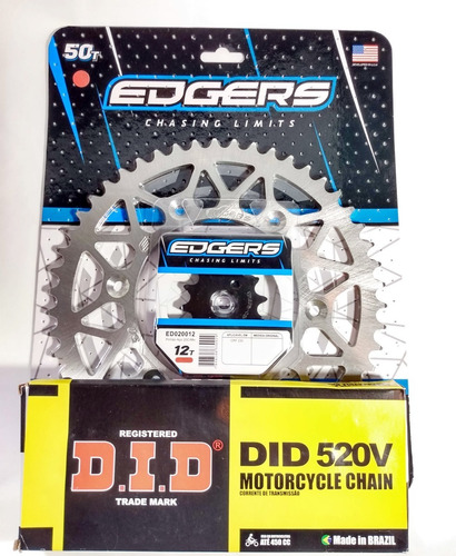 Imagem 1 de 6 de Kit Relação Crf230 Edgers + Corrente Did C Retentor Pinhão12