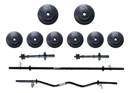 Kit Barra Recta Barra Z Y Mancuernas Pesas 100lbs Ajustables