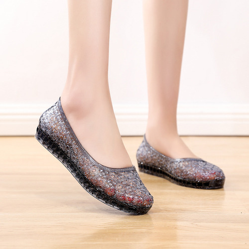 Sandalias Planas De Verano Con Cabeza De Cristal De Pvc Para