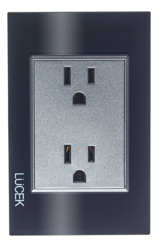 Paquete Con 5 Placas Con Contacto Duplex Lucek Cristal 16 A 250v Negro