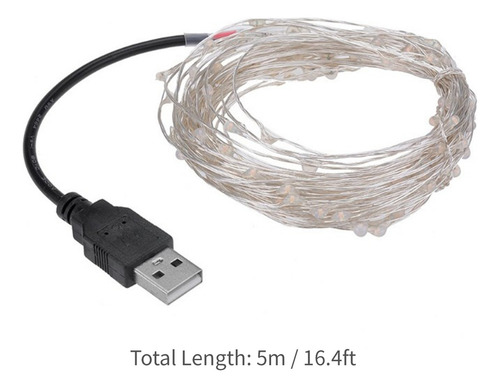 Guirnalda De Luces Usb De 16 Pies Y 50 Led Para Decoración D