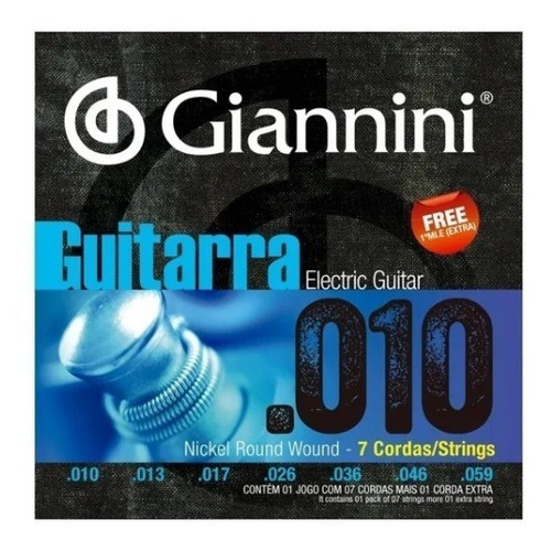 Encordoamento Guitarra Giannini 010 7 Cordas