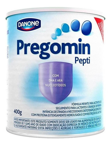 Fórmula infantil em pó sem glúten Danone Pregomin Pepti sabor neutro en lata - Kit de 5 de 400g - 0  a 12 meses