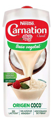 Leche Evaporada Nestlé Carnation Clavel Base Vegetal Origen Coco Brick 750ml
