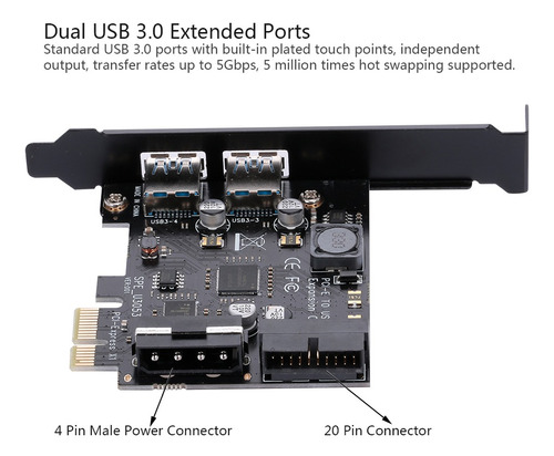 Stw Pci-e A Usb 3.0 Tarjeta Pci Express De 2 Puertos Mini Pc
