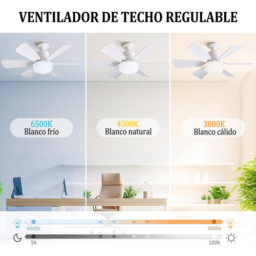 Ventilador De Techo Led E26 40w Con Lámpara Y Control Remoto Con 6 Aspas 127v