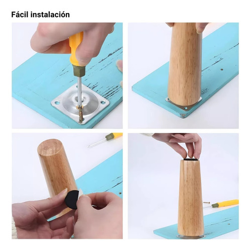 Pack 4 Pata De Madera Maciza Para Mueble 10cm