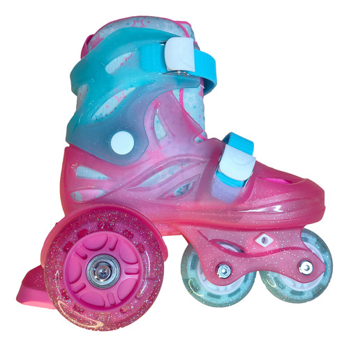 Patines Ajustable Rosa Led Entrenador Kit Completo 17 - 19 Mx 8 Cm Rosa Chicle