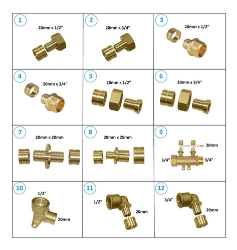 Joelho Pex Água Metal Fixo 20mm Rosca 1/2 Macho Acabamento Fosco Cor Dourado