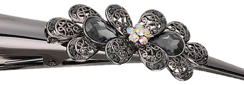 2x Pinzas Para El Pelo De Cocodrilo Con Flores De Diamantes